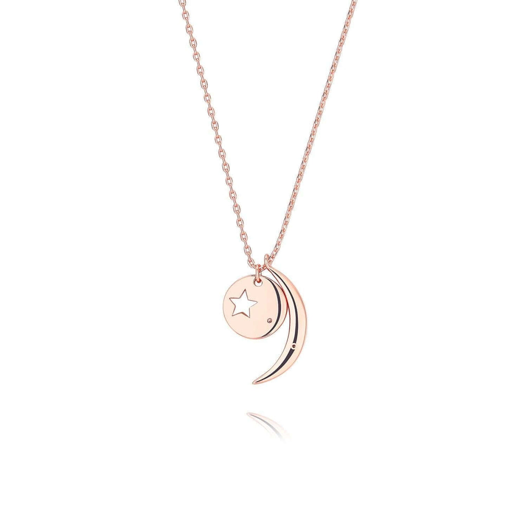 Moon Necklace 18ct Rose Gold Plated Vermeil on Sterling Silver of Trendolla - Trendolla Jewelry
