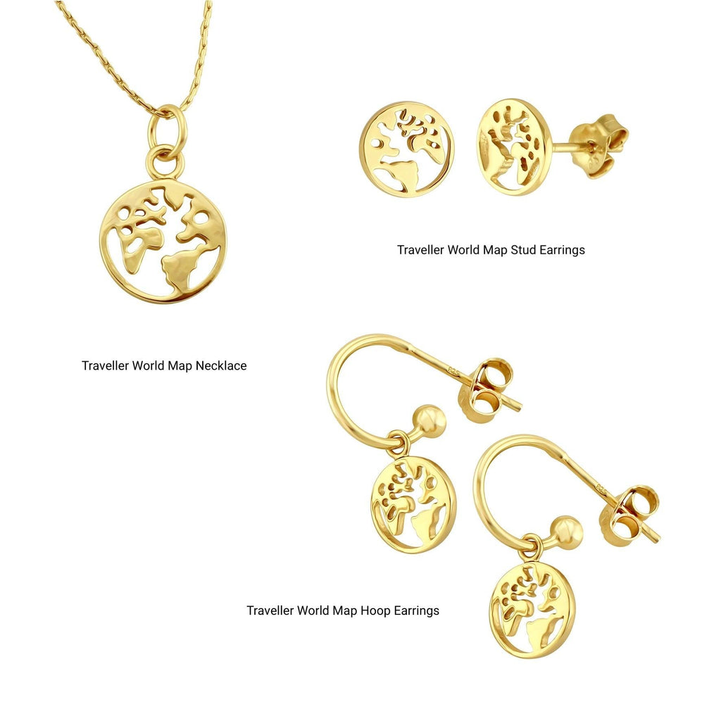 Traveller World Map Hoop Earrings - Trendolla Jewelry